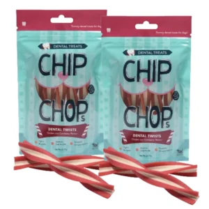 Chip Chops Dental Twist Chicken and Cranberry Flavored Dog Treats-90 Grams
