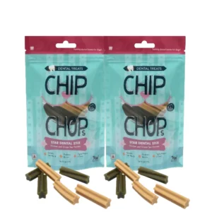 Chip Chops Star Dental Stix Chicken and Green Tea Flavored Dog Treats -100 Grams